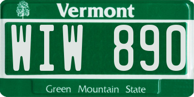 VT license plate WIW890