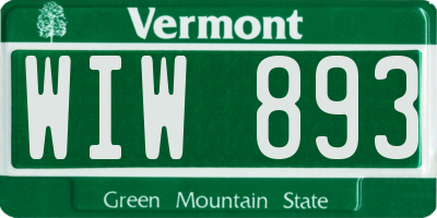 VT license plate WIW893