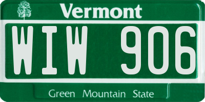 VT license plate WIW906