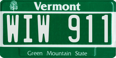 VT license plate WIW911
