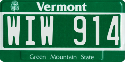 VT license plate WIW914
