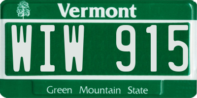 VT license plate WIW915