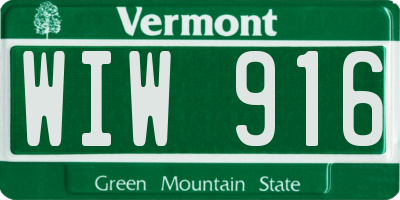 VT license plate WIW916