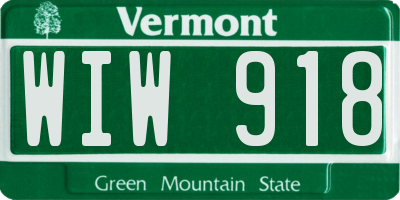 VT license plate WIW918