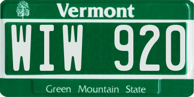 VT license plate WIW920