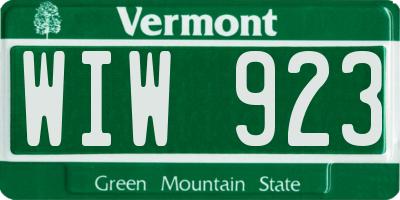 VT license plate WIW923