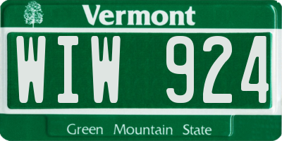 VT license plate WIW924