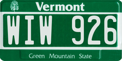 VT license plate WIW926