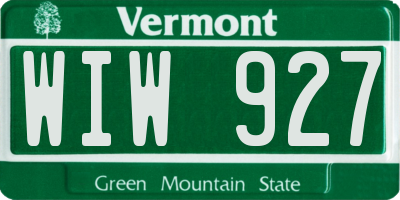 VT license plate WIW927
