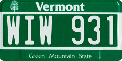 VT license plate WIW931