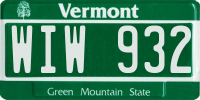 VT license plate WIW932