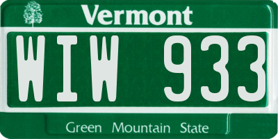 VT license plate WIW933