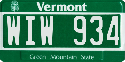 VT license plate WIW934