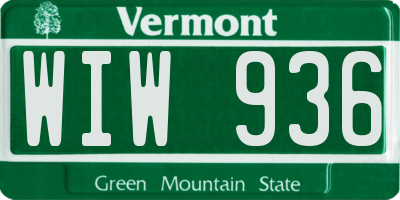VT license plate WIW936