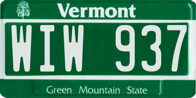 VT license plate WIW937