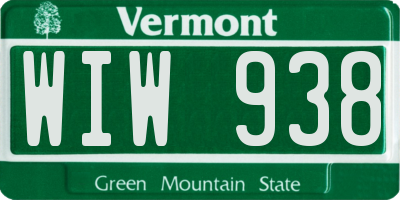 VT license plate WIW938