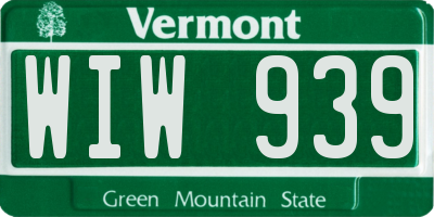 VT license plate WIW939
