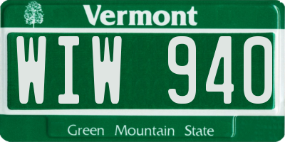 VT license plate WIW940