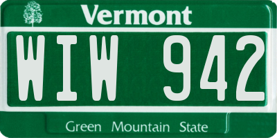 VT license plate WIW942