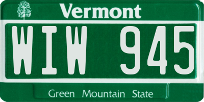 VT license plate WIW945