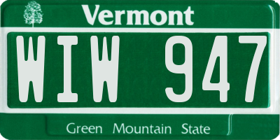 VT license plate WIW947