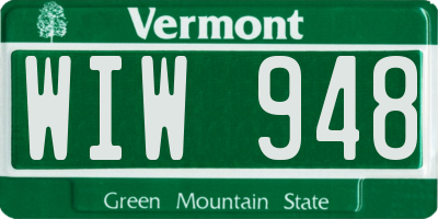 VT license plate WIW948