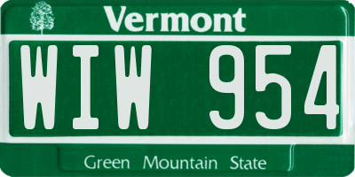 VT license plate WIW954