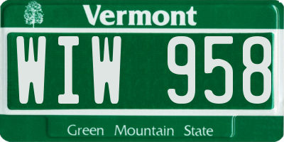 VT license plate WIW958