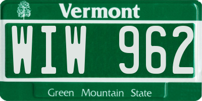 VT license plate WIW962
