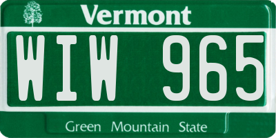 VT license plate WIW965