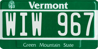 VT license plate WIW967