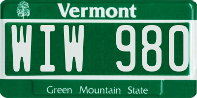 VT license plate WIW980