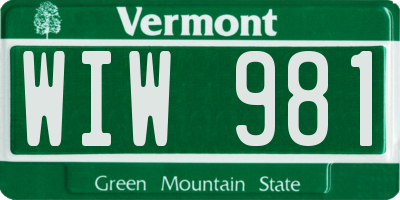 VT license plate WIW981