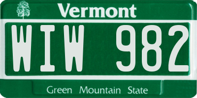 VT license plate WIW982