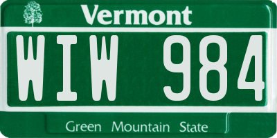 VT license plate WIW984