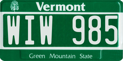 VT license plate WIW985