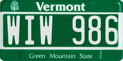 VT license plate WIW986