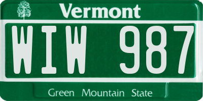 VT license plate WIW987