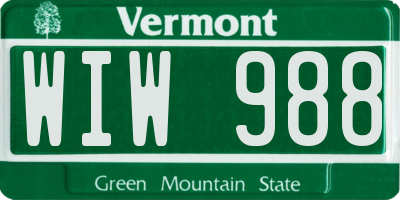 VT license plate WIW988