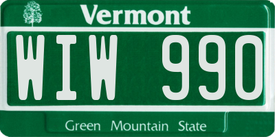 VT license plate WIW990