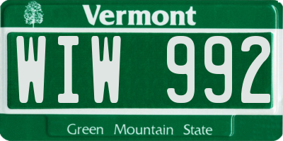 VT license plate WIW992
