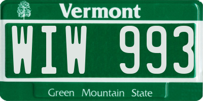 VT license plate WIW993
