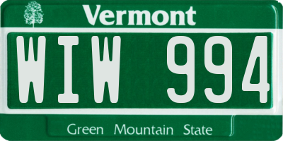 VT license plate WIW994
