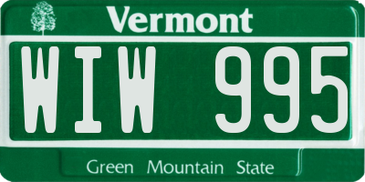 VT license plate WIW995