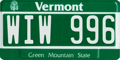 VT license plate WIW996