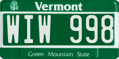 VT license plate WIW998