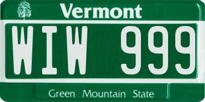 VT license plate WIW999