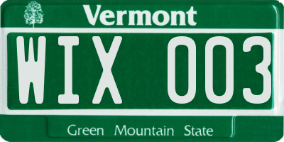 VT license plate WIX003