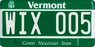 VT license plate WIX005
