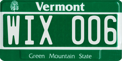 VT license plate WIX006